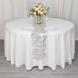 Elevate Your Table Setting with the Silver Wave Embroidered Sequins Table Runner